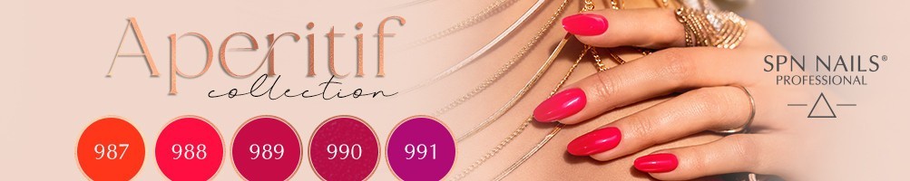 Nuova collezione estiva Aperitif da  SPN Nails. Gli smalti ibridi UV ìn  5 meravigliose tonalità di rosso e rosa ideali per la stagione